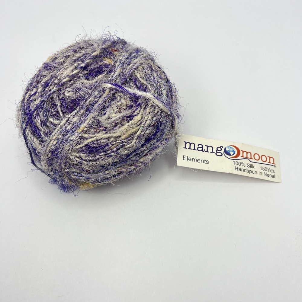 Mango Moon Amethyst Ice Elements Yarn 100% Silk 150Yds Handspun Nepal Purple